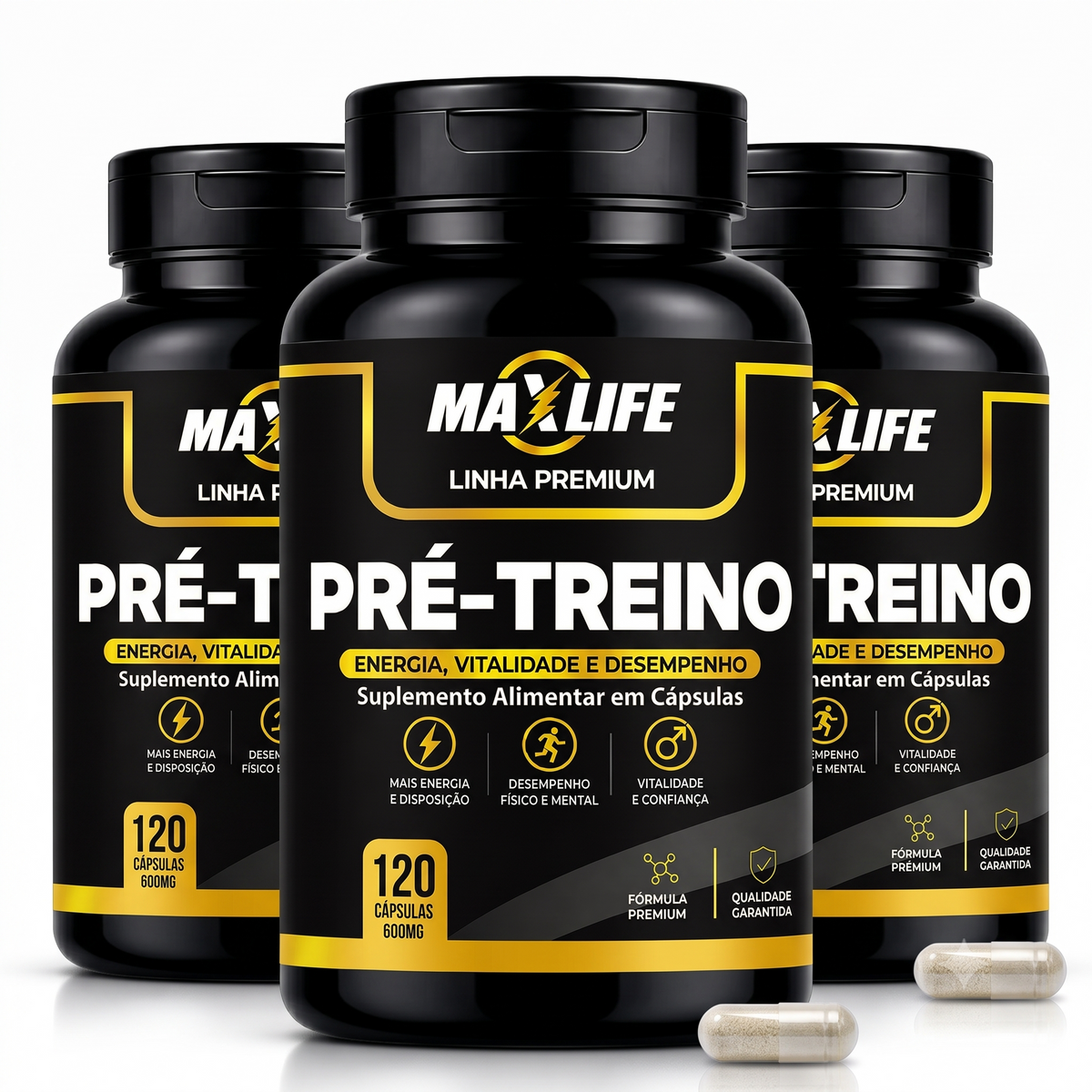 Pré-Treino - frasco de cápsulas MAXLIFE, Open7