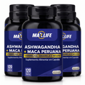 Ashwagandha com Maca Peruana - frasco de cápsulas MAXLIFE, Open7
