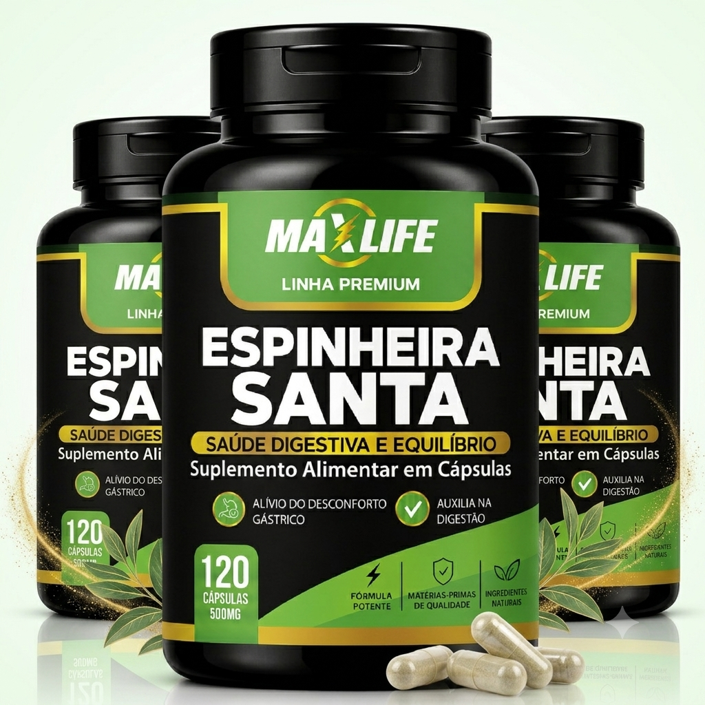 Espinheira Santa Linha Premium MAXLIFE 120 Cápsulas 500mg