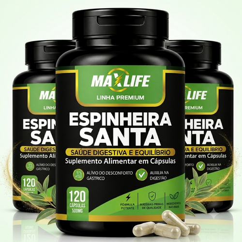 Espinheira Santa Linha Premium MAXLIFE 120 Cápsulas 500mg