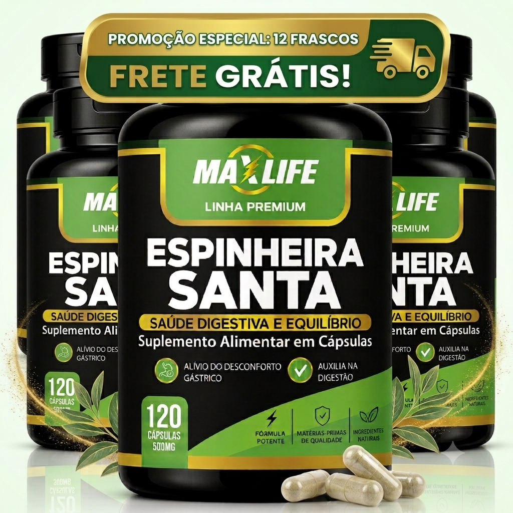 Espinheira Santa Linha Premium MAXLIFE 120 Cápsulas 500mg