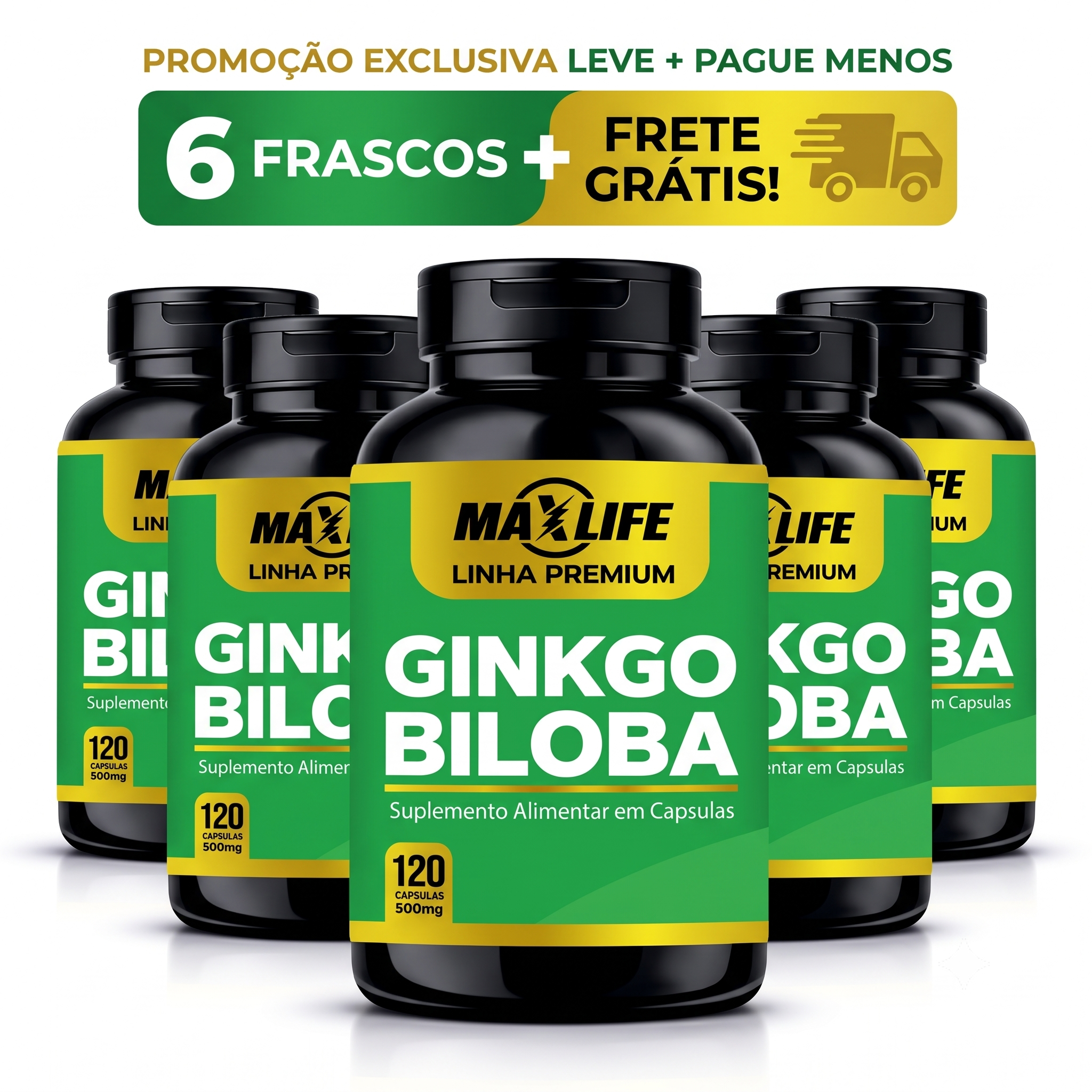 Ginkgo Biloba Linha Premium MAXLIFE 120 Cápsulas 500mg