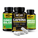 Kit Concentração MaxLife • Cafeína+Ginkgo Biloba e Ginseng
