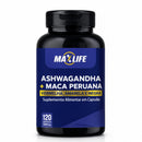 Ashwagandha + Maca Peruana Vermelha Amarela e Negra MAXLIFE 120 Cápsulas 500mg