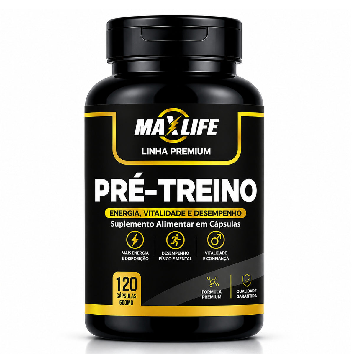 Pré-Treino Linha Premium MAXLIFE 120 Cápsulas 600mg
