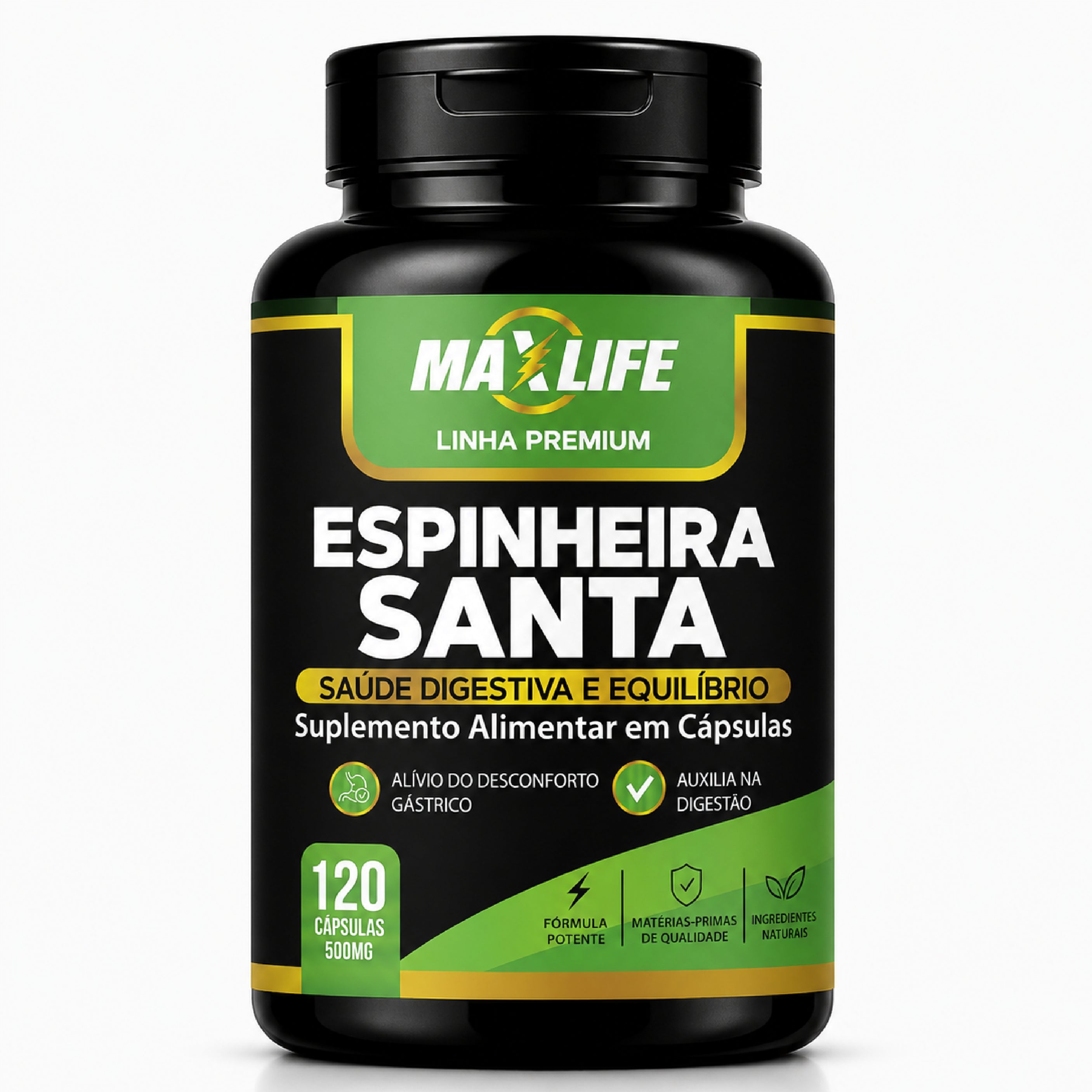 Espinheira Santa Linha Premium MAXLIFE 120 Cápsulas 500mg