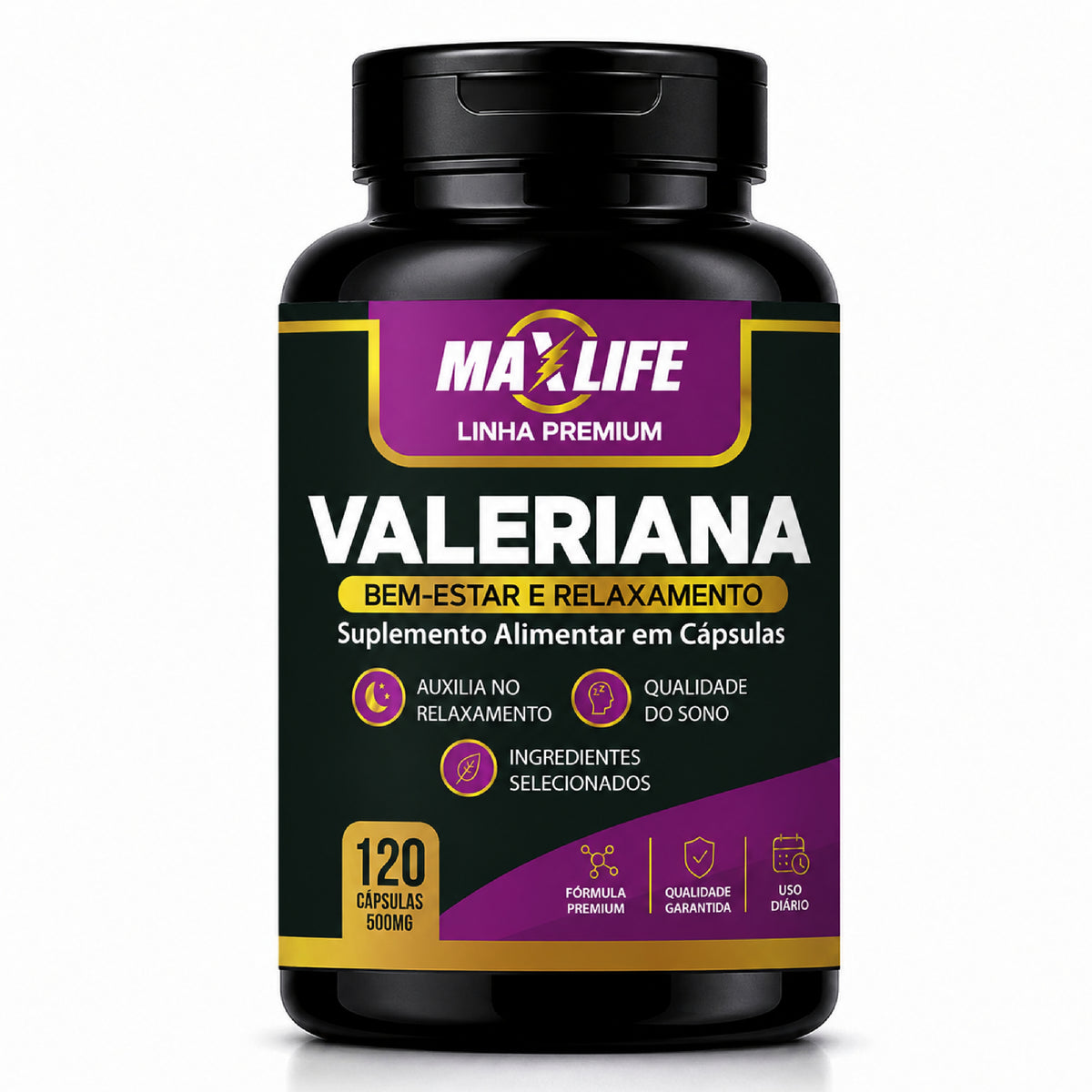 Valeriana Linha Premium MAXLIFE 120 Cápsulas 500mg